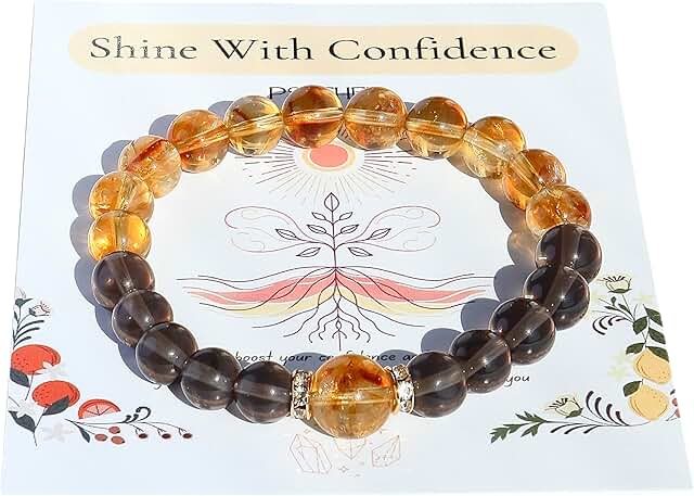 Handmade Citrine and Smoky Quartz Beaded Bracelet