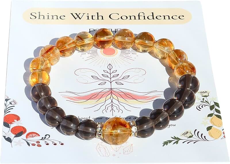 Handmade Citrine and Smoky Quartz Beaded Bracelet