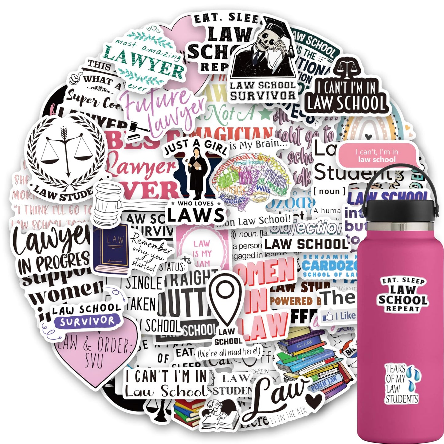 Law School Stickers Pack for Laptop and Water Bottle