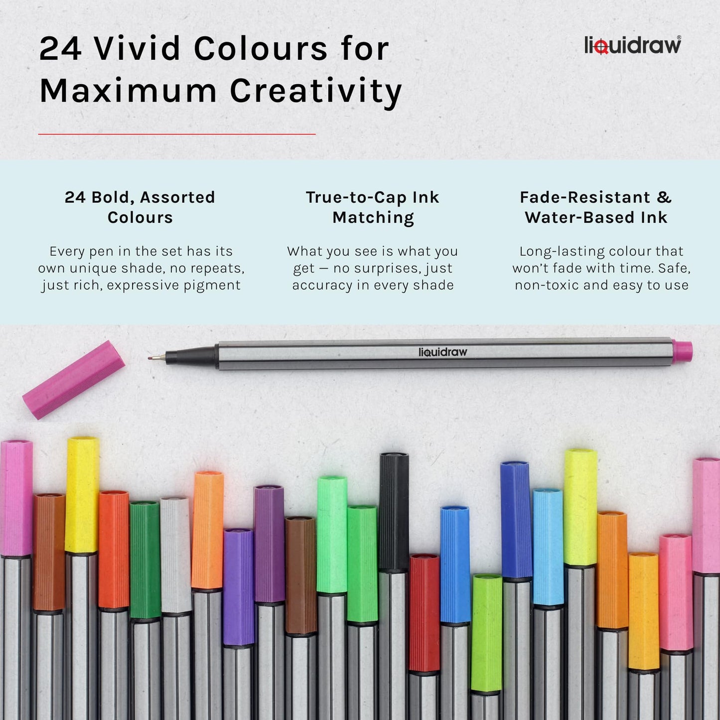 Set of 24 Fine Point Colored Pens for Journals and Art