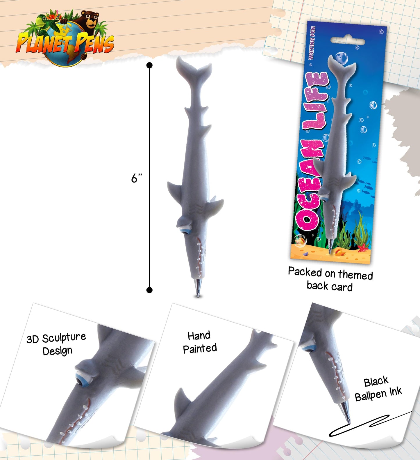 Colorful Shark Pen for Kids and Adults