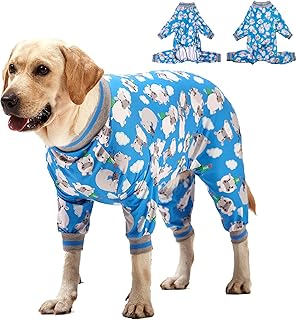 Dog Pajamas with Blue Hippo Print for Large Dogs