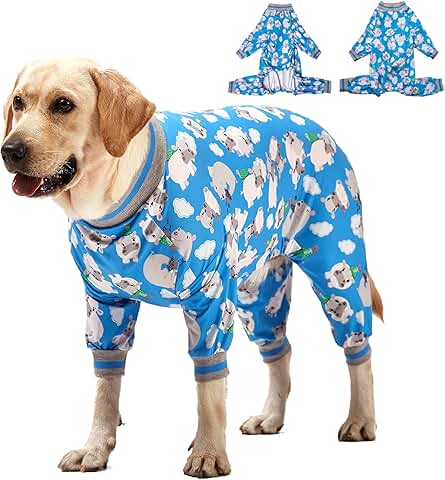 Dog Pajamas with Blue Hippo Print for Large Dogs