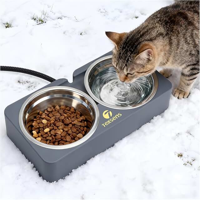 Heated Outdoor Cat and Dog Food and Water Bowls