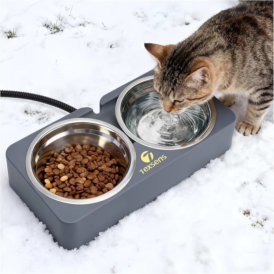 Heated Outdoor Cat and Dog Food and Water Bowls