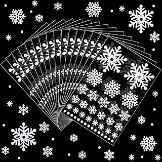 16 Sheets of Glitter Snowflake Stickers for Winter and Holidays