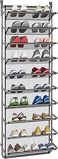10-Tier Over-the-Door Shoe Organizer in Silver Grey