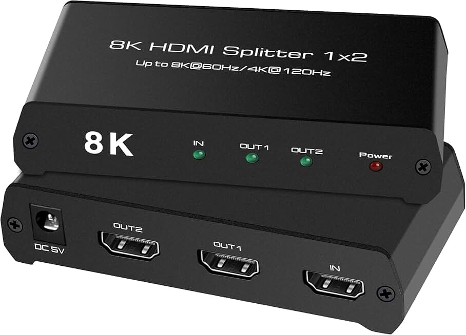 8K/4K HDMI Splitter 1 In 2 Out, Mirror Only