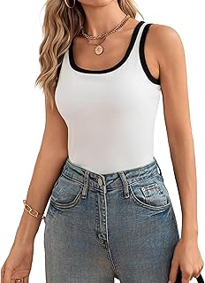 Women's Ribbed Square Neck Sleeveless Tank Top