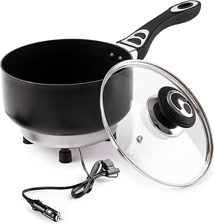 12V Non-Stick Saucepan with Glass Lid, 2 Quart