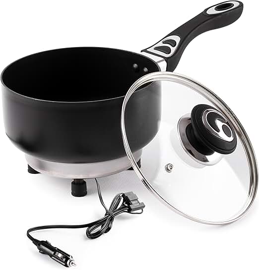 12V Non-Stick Saucepan with Glass Lid, 2 Quart