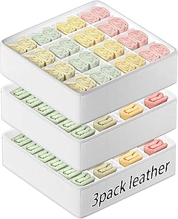 Leather Sock and Accessory Drawer Organizer, 3 Pack