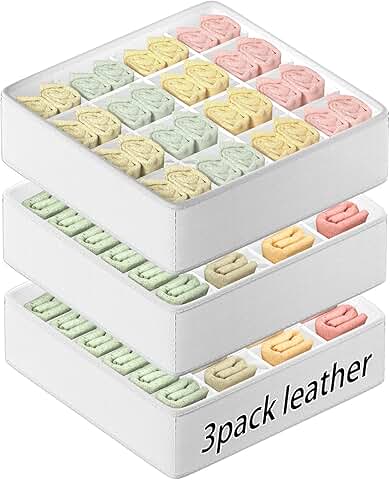 Leather Sock and Accessory Drawer Organizer, 3 Pack