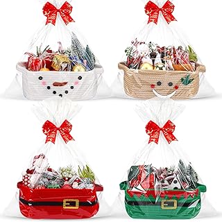 Set of 4 Small Woven Christmas Gift Baskets