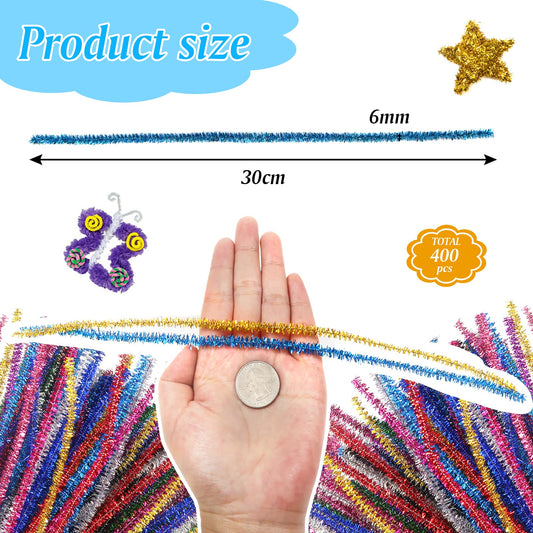 400pcs Sparkling Metallic Pipe Cleaners 6mm x 12in