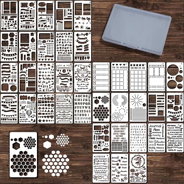 38-Piece Letter and Number Stencils with Storage Box