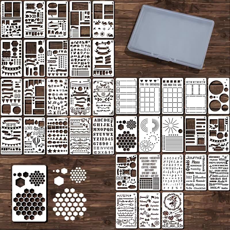 38-Piece Letter and Number Stencils with Storage Box