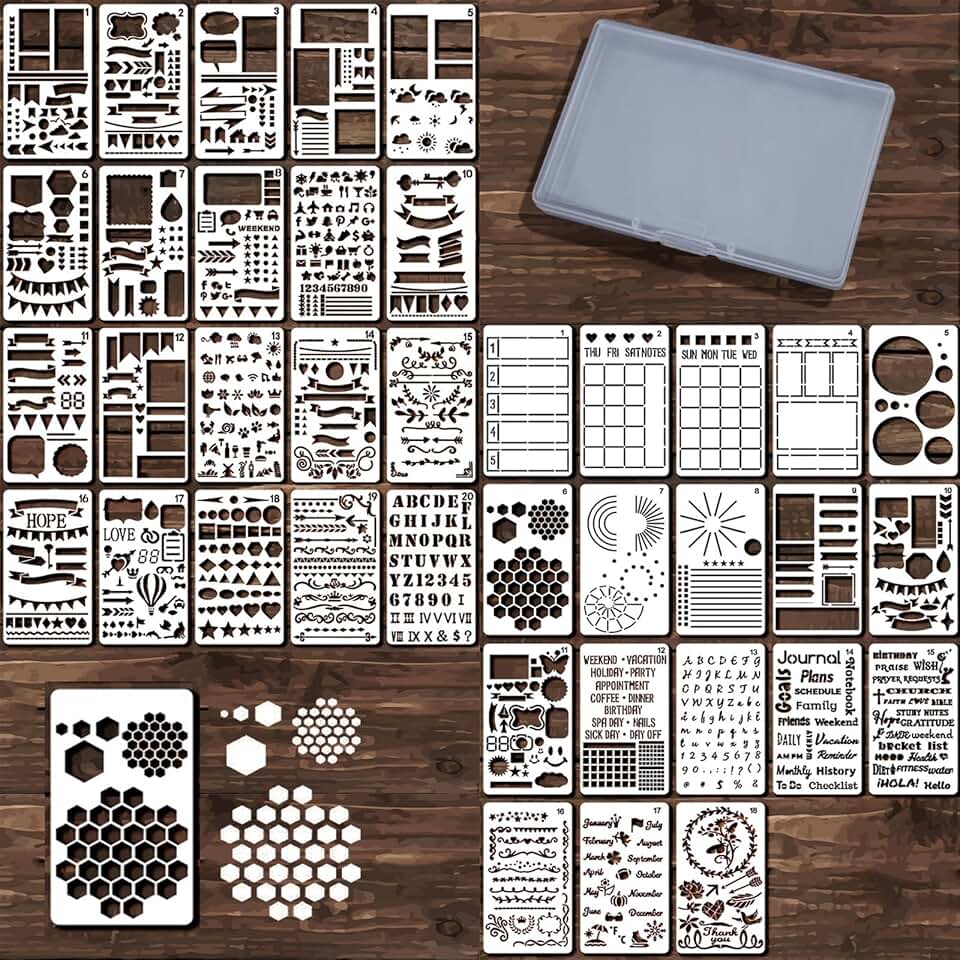 38-Piece Letter and Number Stencils with Storage Box