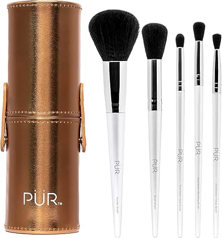 5-Piece Makeup Brush Set with Holder Case
