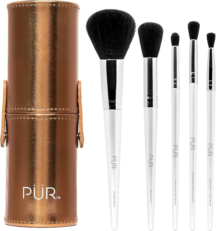 5-Piece Makeup Brush Set with Holder Case