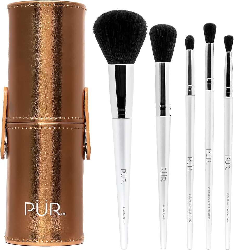 5-Piece Makeup Brush Set with Holder Case