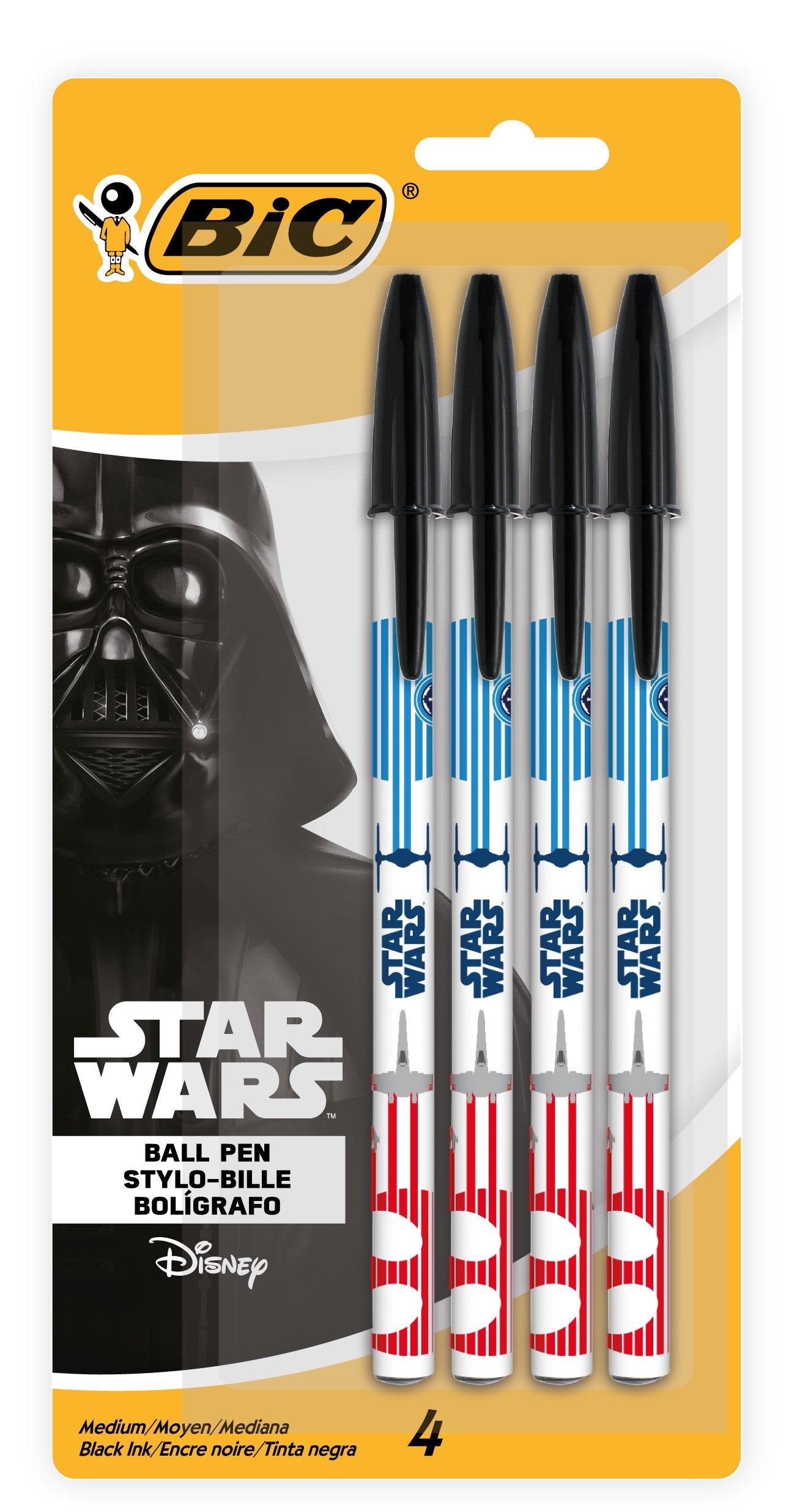 Black Medium Point Ball Pen Pack of Four