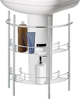 Chrome Metal Under-Sink Bathroom Storage Organizer