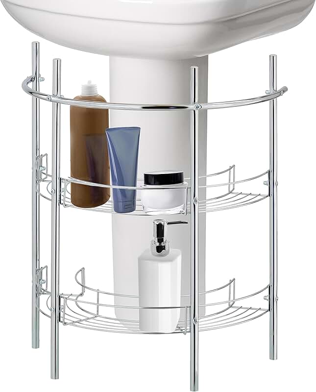 Chrome Metal Under-Sink Bathroom Storage Organizer