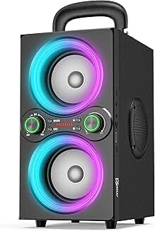 Portable 80W Bluetooth Speaker with Lights and Bass