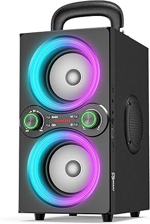 Portable 80W Bluetooth Speaker with Lights and Bass