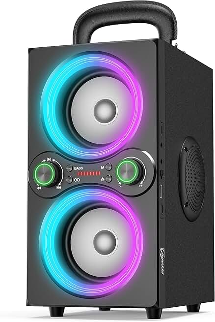 Portable 80W Bluetooth Speaker with Lights and Bass