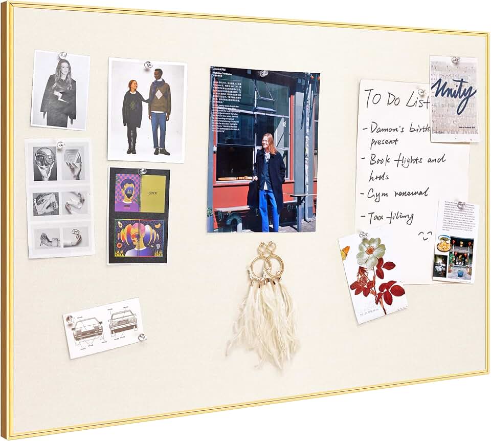 30x20 inch Oatmeal White Fabric Cork Board with Frame