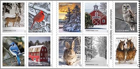 Book of 20 First Class Winter Scenes Postage Stamps