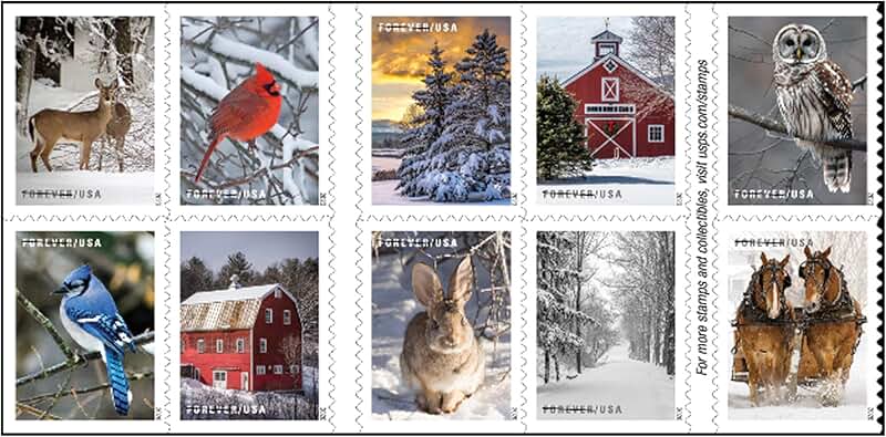 Book of 20 First Class Winter Scenes Postage Stamps
