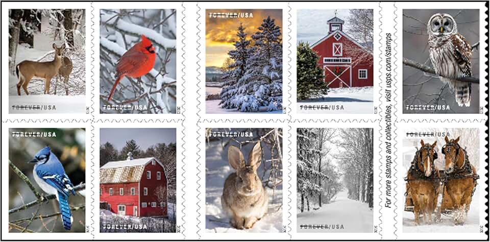 Book of 20 First Class Winter Scenes Postage Stamps