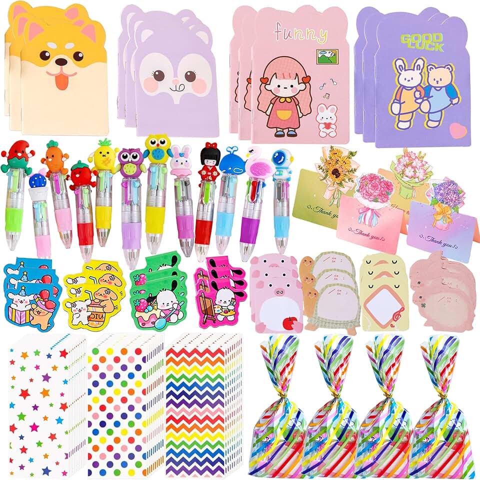 12 Kids Birthday Goodie Bags with Notebooks and Pens