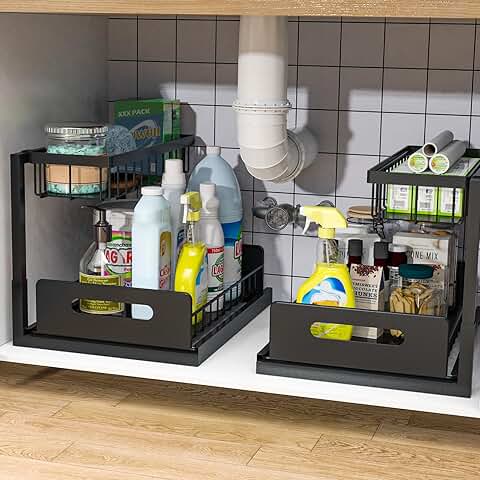 2-Pack Under Sink Pull-Out Storage Shelves