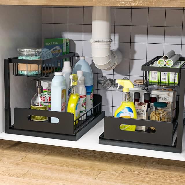 2-Pack Under Sink Pull-Out Storage Shelves