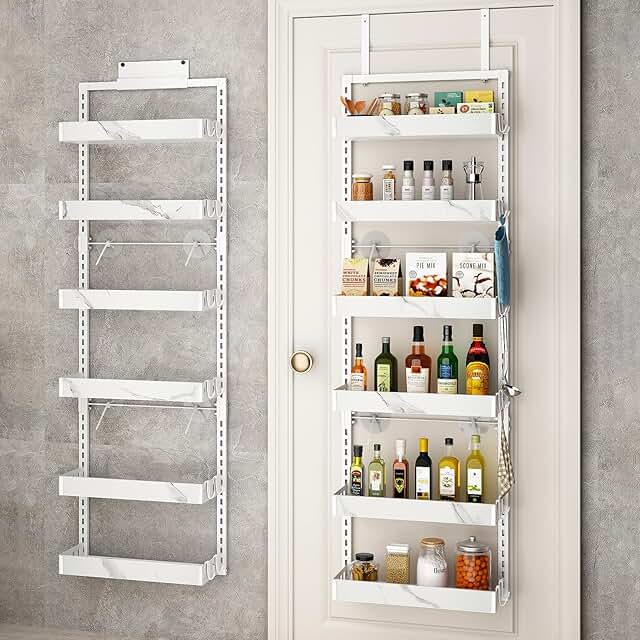 Over-the-Door 6-Tier Pantry Organizer in White Marble