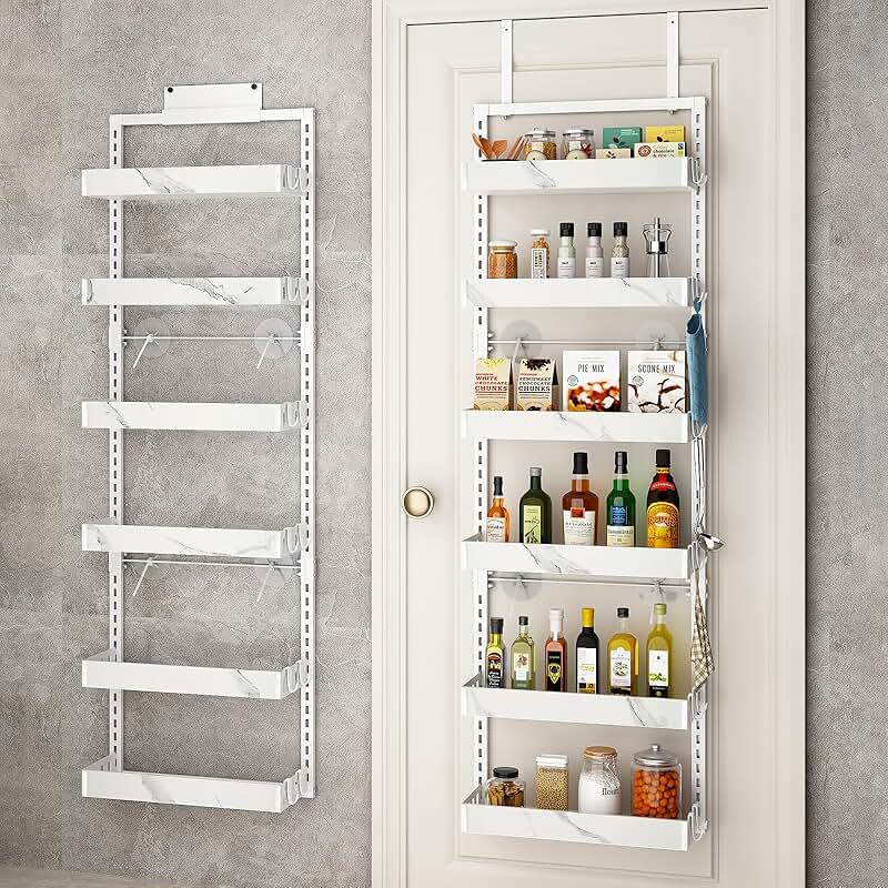 Over-the-Door 6-Tier Pantry Organizer in White Marble