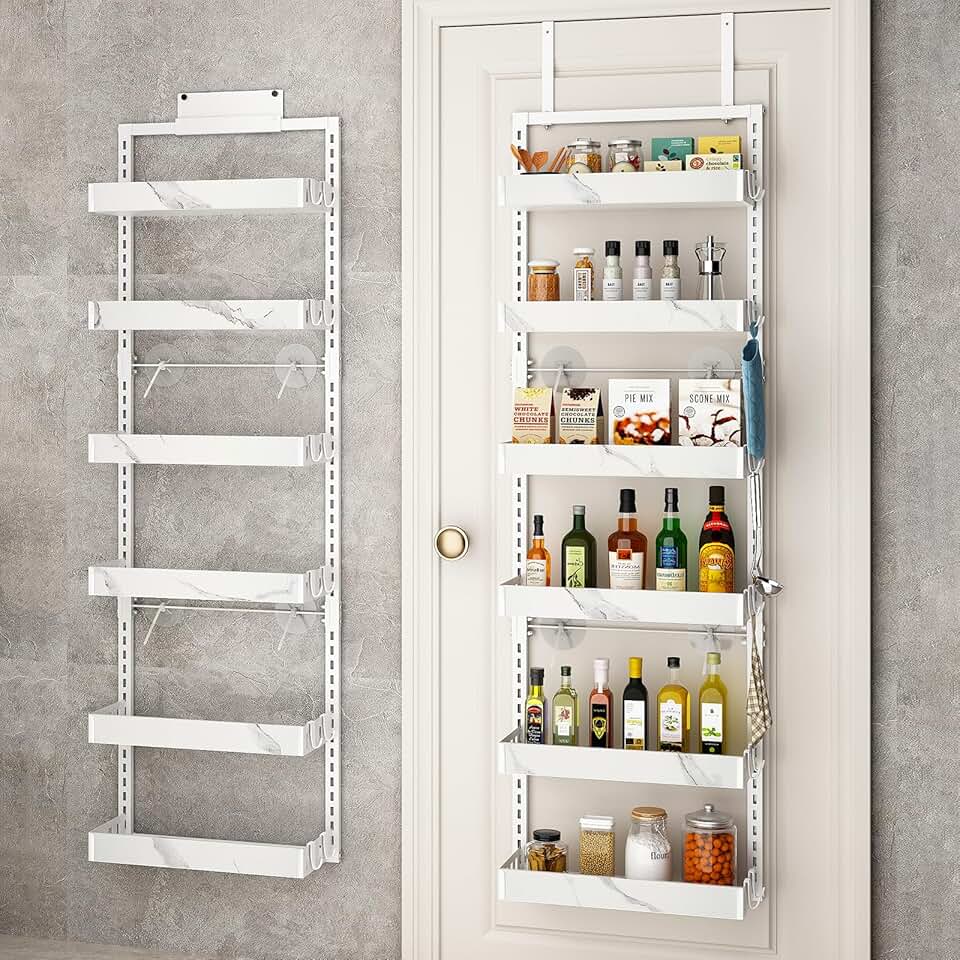 Over-the-Door 6-Tier Pantry Organizer in White Marble
