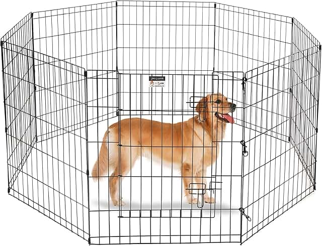 Foldable Metal Dog Playpen with 8 Panels for Indoor or Outdoor Use