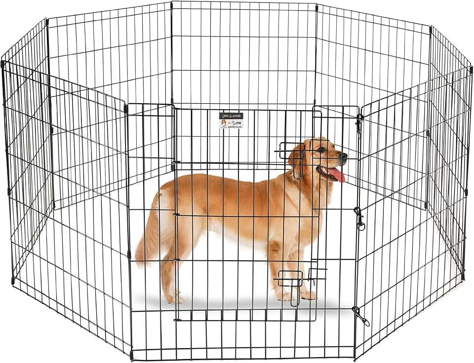 Foldable Metal Dog Playpen with 8 Panels for Indoor or Outdoor Use