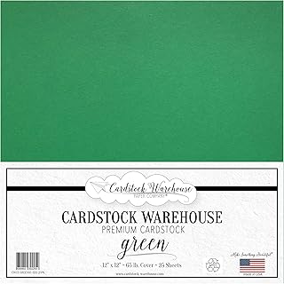 Green Cardstock Paper, 25 Sheets, 12x12 inches