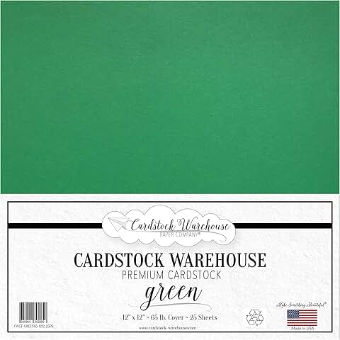 Green Cardstock Paper, 25 Sheets, 12x12 inches