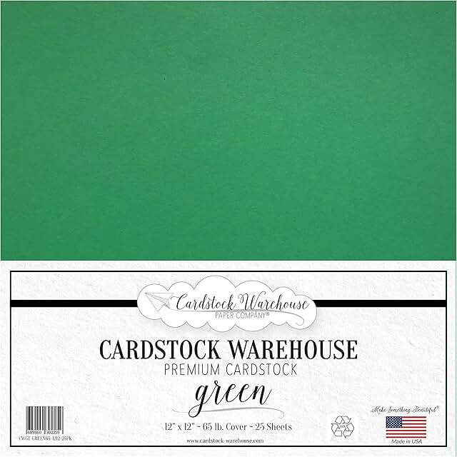 Green Cardstock Paper, 25 Sheets, 12x12 inches