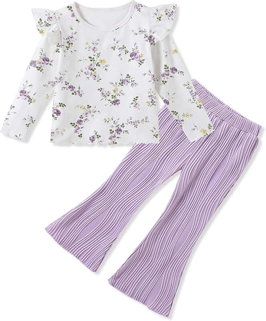 Toddler Girl Fall Winter Ruffle Top and Pants Set