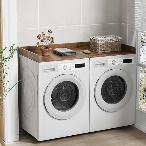 Foldable Laundry Countertop with Shelf and Non-Slip Mats