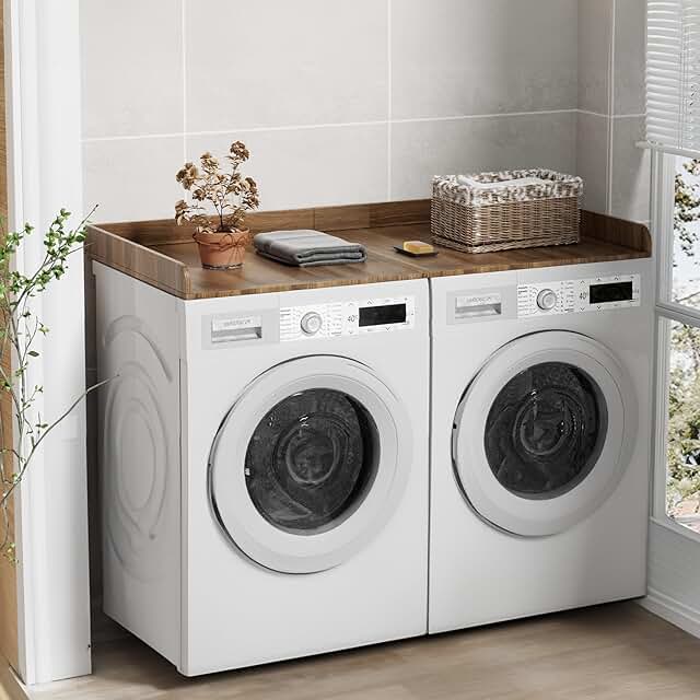 Foldable Laundry Countertop with Shelf and Non-Slip Mats