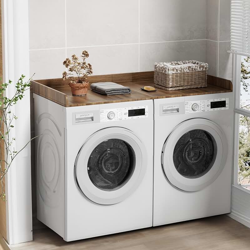 Foldable Laundry Countertop with Shelf and Non-Slip Mats